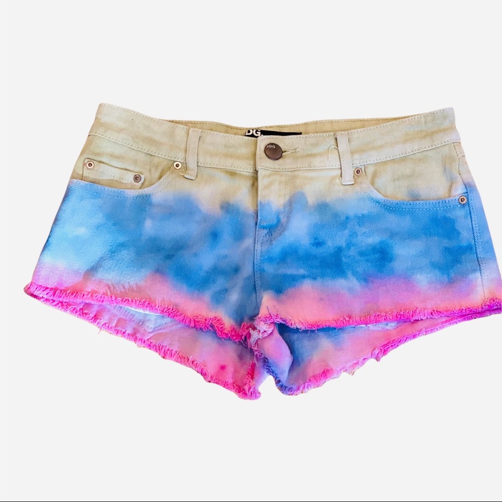 Urban Outfitters BDG Super Shortie Tie Dye Jean Denim Cutoff Shorts Pink 28